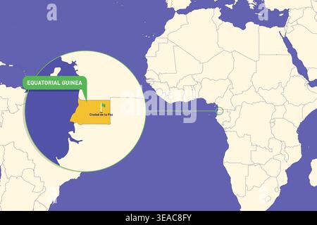 Highlighted infographic map illustration of Equatorial Guinea perfect for educational use travel guides geography presentations Stock Vector