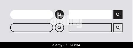 Minimalist Search Bar Web UI Elements Set. Vector Illustration Stock Vector