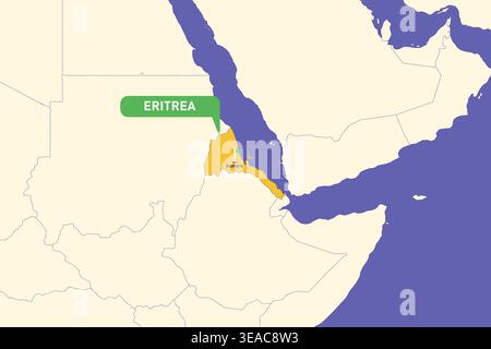 Highlighted infographic map illustration of Eritrea perfect for educational use travel guides geography presentations and national culture projects Stock Vector