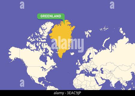 Highlighted infographic map illustration of Greenland perfect for educational use travel guides geography presentations and national culture projects Stock Vector