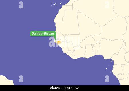 Highlighted infographic map illustration of Guinea Bissau, perfect for educational use, travel guides, geography presentations and national culture Stock Vector