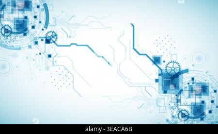 Abstract  technological background  with cogwheels and plexus effect. Vector Stock Vector