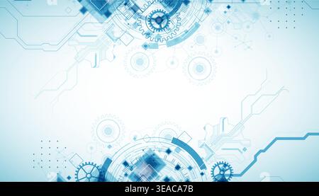 Abstract  technological background  with cogwheels and plexus effect. Vector Stock Vector