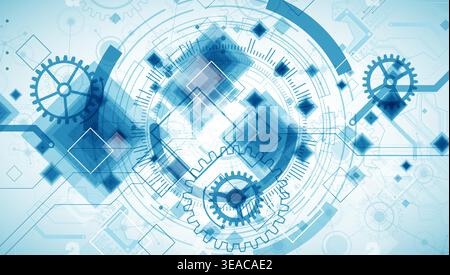 Abstract  technological background  with cogwheels and plexus effect. Vector Stock Vector