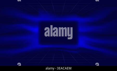 Neon color background, retro futuristic laser grid, copy space in frame. Synthwave 80s style. Abstract background for placing displaying products Stock Vector
