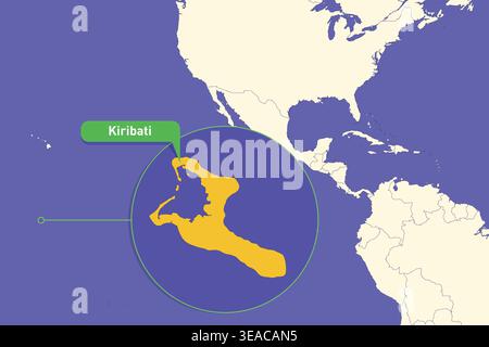Highlighted infographic map illustration of Kiribati perfect for educational use travel guides geography presentations and national culture projects Stock Vector