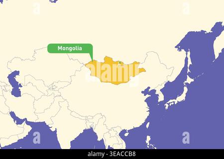 Highlighted infographic map illustration of Mongolia perfect for educational use travel guides geography presentations and national culture projects Stock Vector