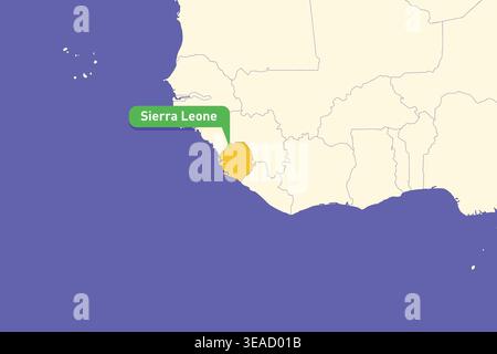 Highlighted infographic map illustration of Sierra Leone perfect for educational use travel guide geography presentations and national culture project Stock Vector