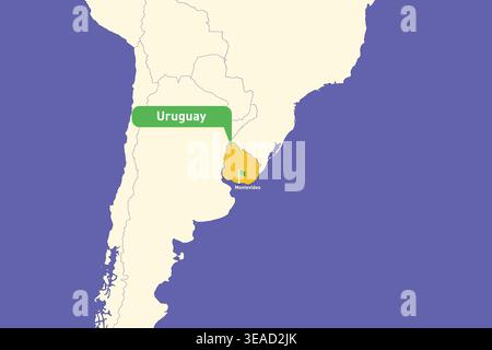 Highlighted infographic map illustration of Uruguay perfect for educational use travel guides geography presentations and national culture projects Stock Vector