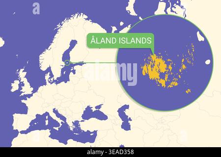 Highlighted infographic map illustration of Aland Islands perfect for educational use travel guides geography presentations Stock Vector