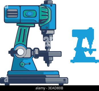 Industrial Table Drill Press Machine Stock Vector