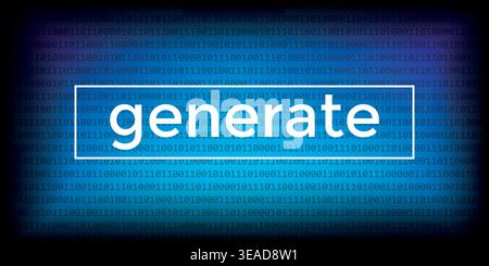generated text on digital futuristic ai background with binary code vector illustration Stock Vector