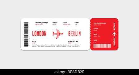 Plane ticket flat design template vector. boarding pass concept illustration template. Stock Vector