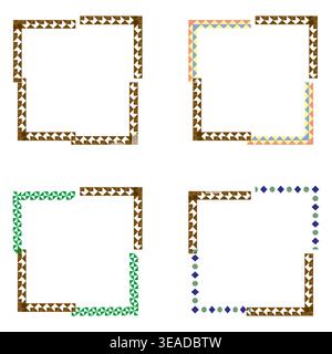 Dotted frame collection. Colorful border set. Square vector shape. Decorative outline element. EPS 10. Stock Vector