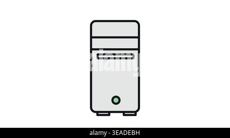 Modern computer tower icon: desktop PC case Stock Vector
