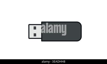 USB flash drive icon: portable memory stick with soft colors flat fill Stock Vector