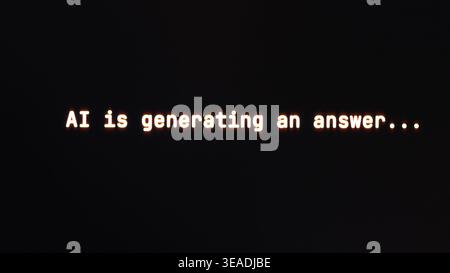 Artificial intelligence processing data and generating answer. Stock Photo