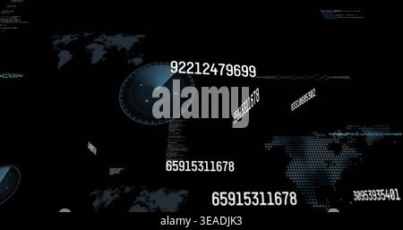 Displaying prominent white numeric string 65915311678 occupying center on virtual HUD, with radar Stock Photo