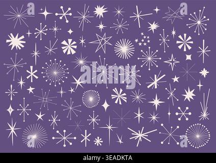 Vector pack of 80 starbursts shapes from the fifties Stock Vector