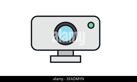 Modern webcam icon: digital computer camera for video calls Stock Vector