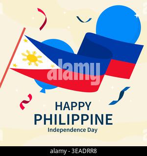 philippine independence day illustration in flat design style Stock Vector