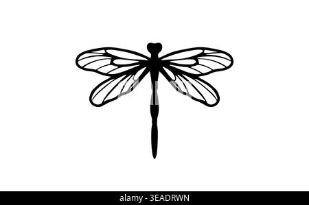 Silhouette vector dragonfly. Logo dragonfly. Wildlife illustration Isolated object on white background Stock Vector