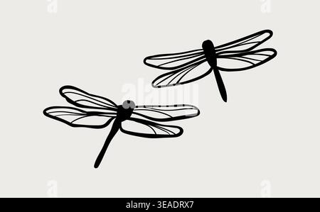 Silhouette vector dragonfly. Logo dragonfly. Wildlife illustration Isolated object on white background Stock Vector