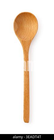 Wooden spoon isolated on white background, top view Stock Photo
