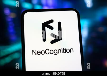 Paris, France - April 22, 2026: The logo of AI startup NeoCognition, specializing in self-learning agents, displayed on a screen. Stock Photo