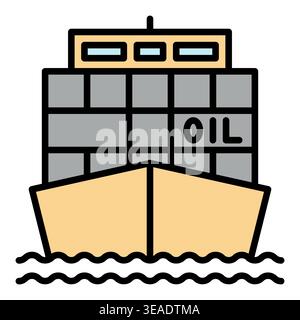 Oil tanker or ship vector concept colored icon or design element Stock Vector