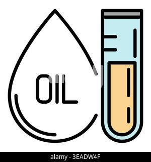 Test Tube with Oil Drop vector concept colored icon or symbol Stock Vector