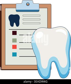 Dental Checklist Illustration – Tooth and Medical Report Concept Stock Vector