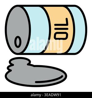 Overturned oil barrel vector concept colored icon or sign in outline style Stock Vector
