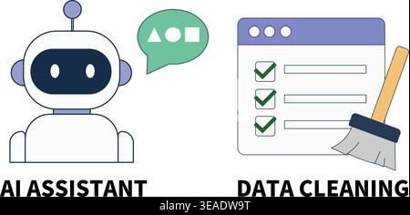 AI Cleaning Assistant Illustration – Robot with Schedule and Task List Stock Vector