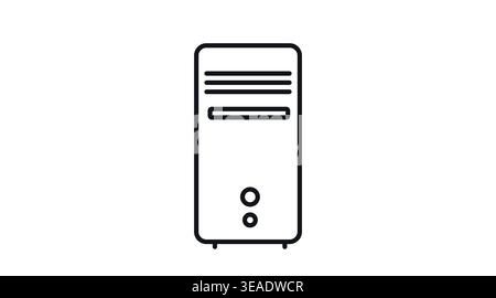 Minimalist computer tower icon: desktop PC case unit Stock Vector