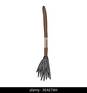 Vector hand drawn broom silhouette Stock Vector