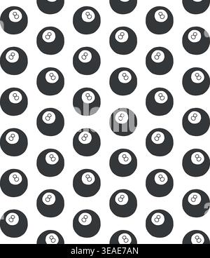 Vector seamless pattern of hand drawn 8 ball Stock Vector
