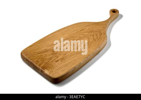 Wooden beige cutting board isolated on white background Stock Photo