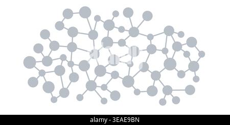 Cloud Shaped Network of Connected Nodes and Spheres Isolated on White Background - Abstract Design, Technology Concept Illustration, Vector Template Stock Vector