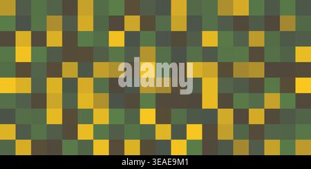 Abstract Tiled Surface Pattern, Squares Colored with Random Shades of Green and Amber - Wide Scale Geometric Mosaic Texture - Generative Art, Vector B Stock Vector