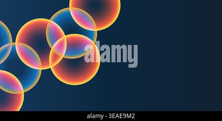Abstract Background, Header or Banner Design with Large Red, Orange, Purple, Yellow and Blue Overlaying Globes, Bubbles Pattern - Colorful Multi Purpo Stock Vector