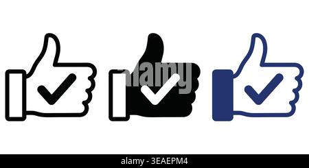 The Evolution and Variations of Social Media Thumbs-Up Icons in Different Styles and Colors Vector Checkmark Icons Stock Vector