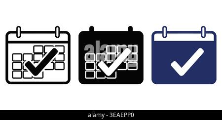 Visual Representation of Calendar Confirmation and Task Completion Using Check Marks Vector Checkmark Icons Stock Vector