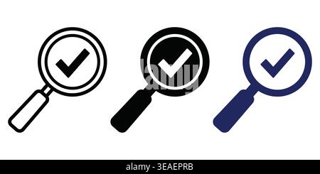 Visual Representation Of Verification And Approval Using Magnifying Glasses With Checkmarks Vector Checkmark Icons Stock Vector