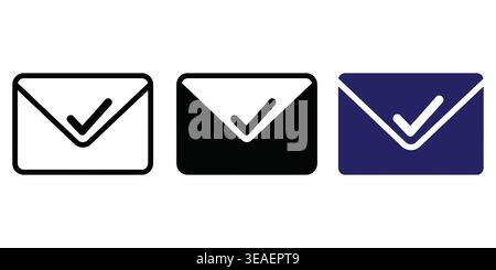 Creative variations of email confirmation icons with different background colors and styles Vector Checkmark Icons Stock Vector