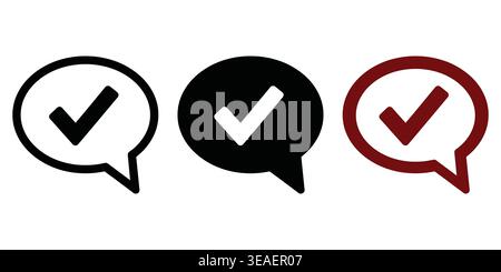 Visual Representation of Approval and Confirmation Using Speech Bubbles with Check Marks Vector Checkmark Icons Stock Vector