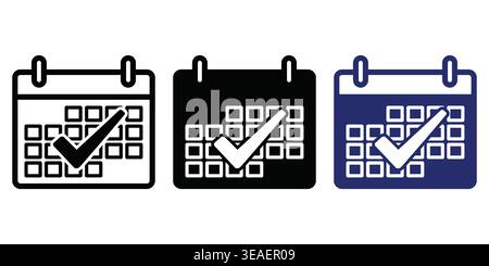 Visual Representation Of Task Completion And Calendar Management Using Checked Dates Vector Checkmark Icons Stock Vector