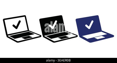 Visual Representation of Approved Devices or Systems Ready for Use in Various Settings Vector Checkmark Icons Stock Vector