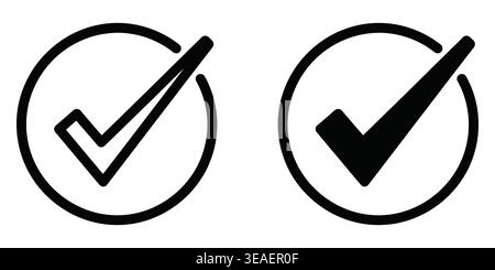 Dual Visual Representation of Verification and Approval Using Checkmark Symbols Inside Circles Vector Checkmark Icons Stock Vector