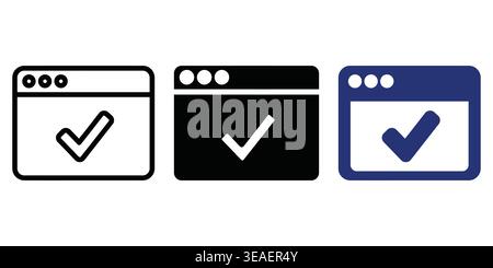 Visual Representation Of Browser Compatibility And Approval Across Different Themes And Designs Vector Checkmark Icons Stock Vector